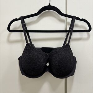Skims Sz 36C Fits Everybody Black Onyx Push-up Lace Bra